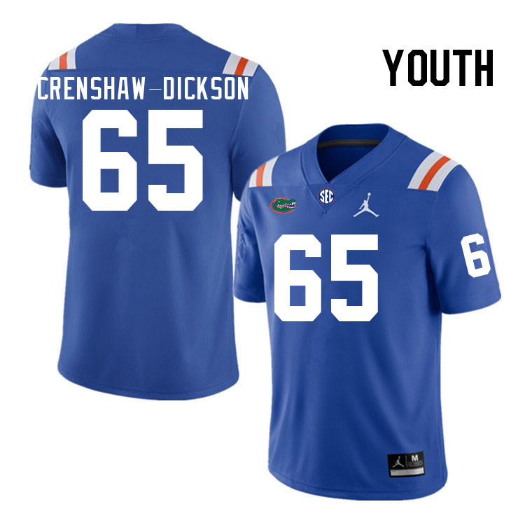 Youth #65 Brandon Crenshaw-Dickson Florida Gators College Football Jerseys Stitched-Throwback